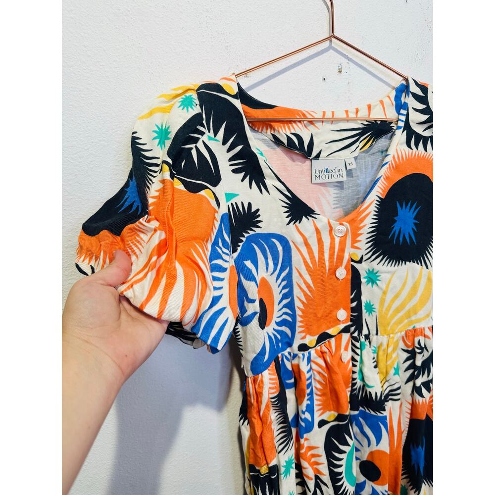 UNTITLED IN MOTION Multicolored Abstract Stars Moon Front Button Mini Dress XS - Picture 13 of 15